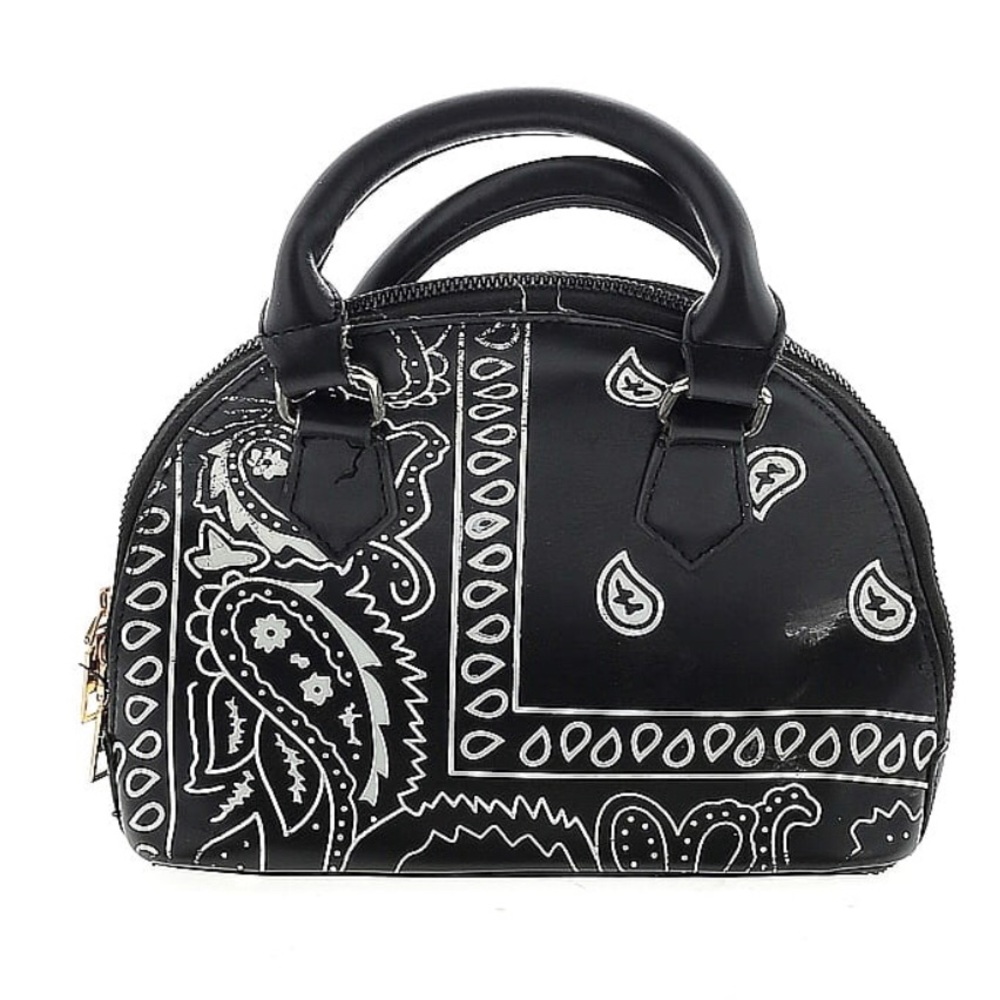 Bandana Print Mini Purse Mini Bag Black & White Trendy Cute Y2K Vibes